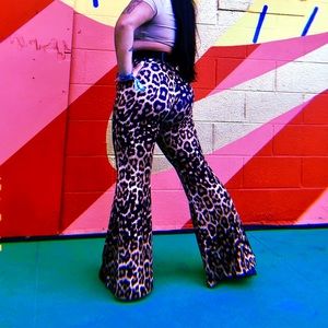 Leopard Print Bell Bottom Pants